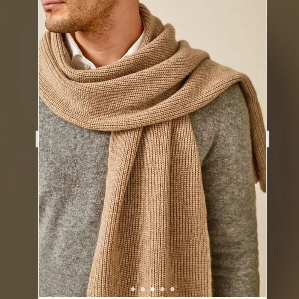 NWT Gorgeous West Loop Beige / Tan Men’s Knit Scarf New